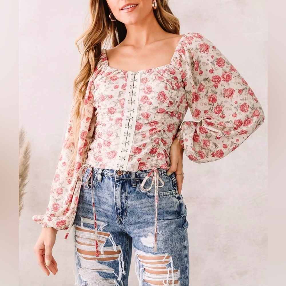Vintage Floral Corset Blouse